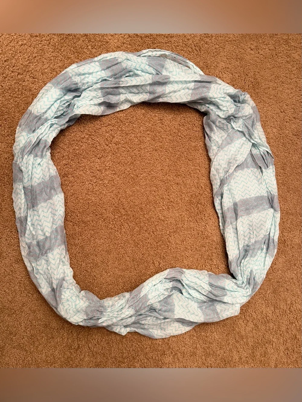 Xhilaration Light Blue and Gray Chevron Infinity Scarf - lightweight polyester